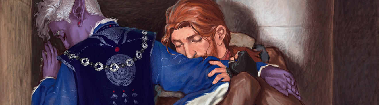 header image A header image showing a crop of an intricately painted fanart rendition of The Meeting on the Turret Stairs.